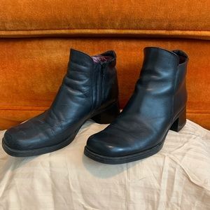 Waterproof Black Leather Ankle Boots